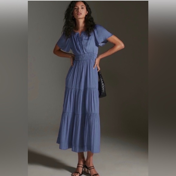 NWT Anthropologie Somerset Maeve Dress Steel Blue Satin Retired SOLD OUT & GORG! - Picture 3 of 6